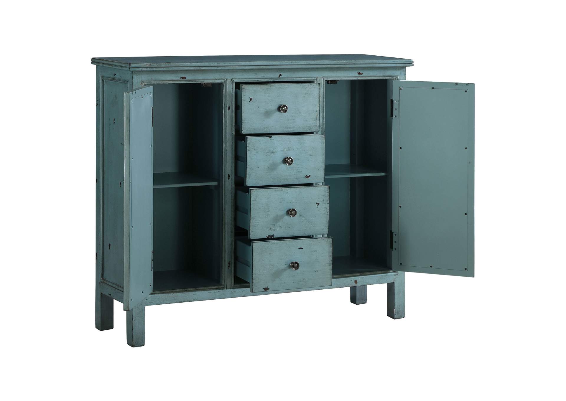 Rue 4-drawer Accent Cabinet Antique Blue,Coaster Furniture