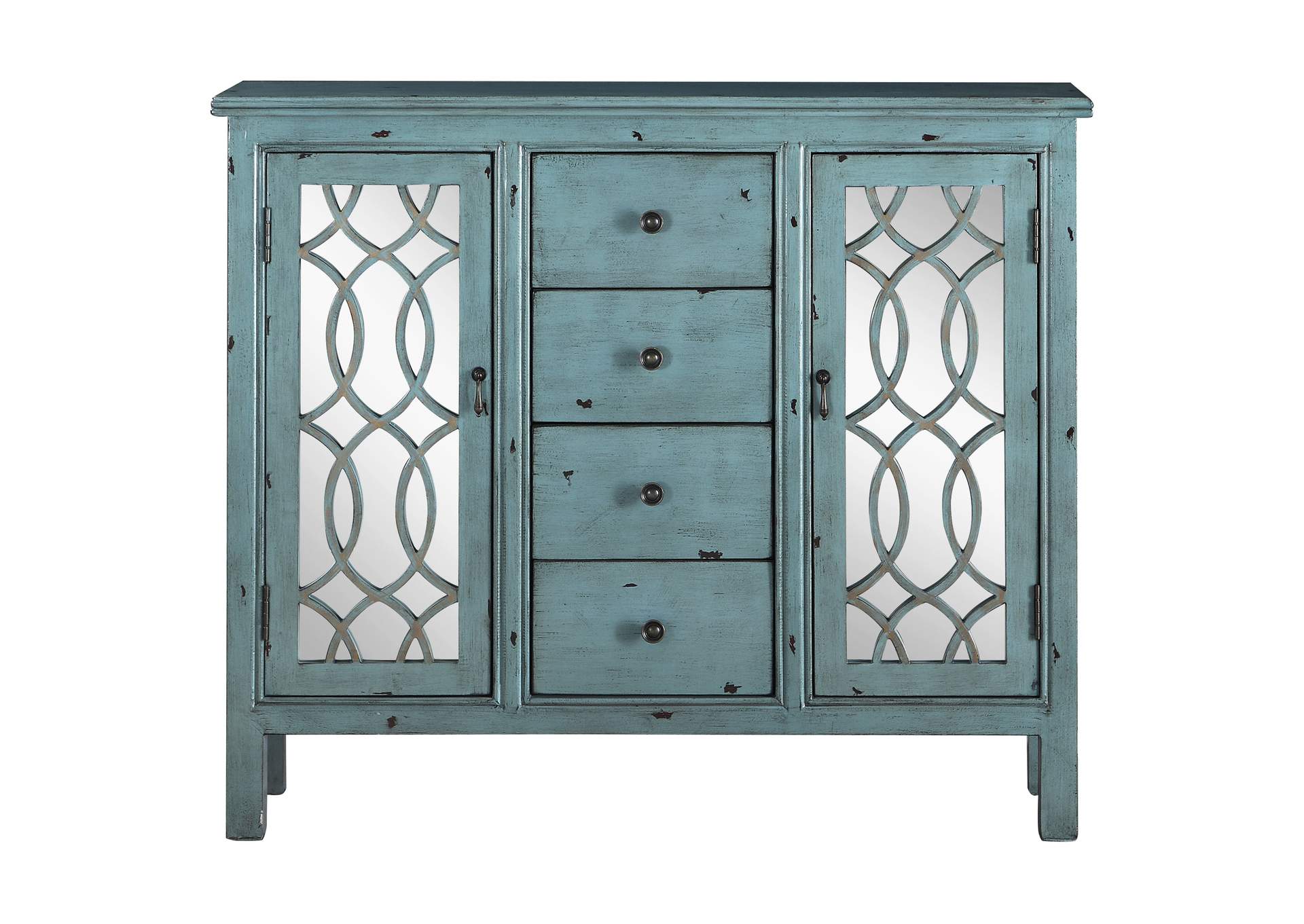 Rue 4-drawer Accent Cabinet Antique Blue,Coaster Furniture