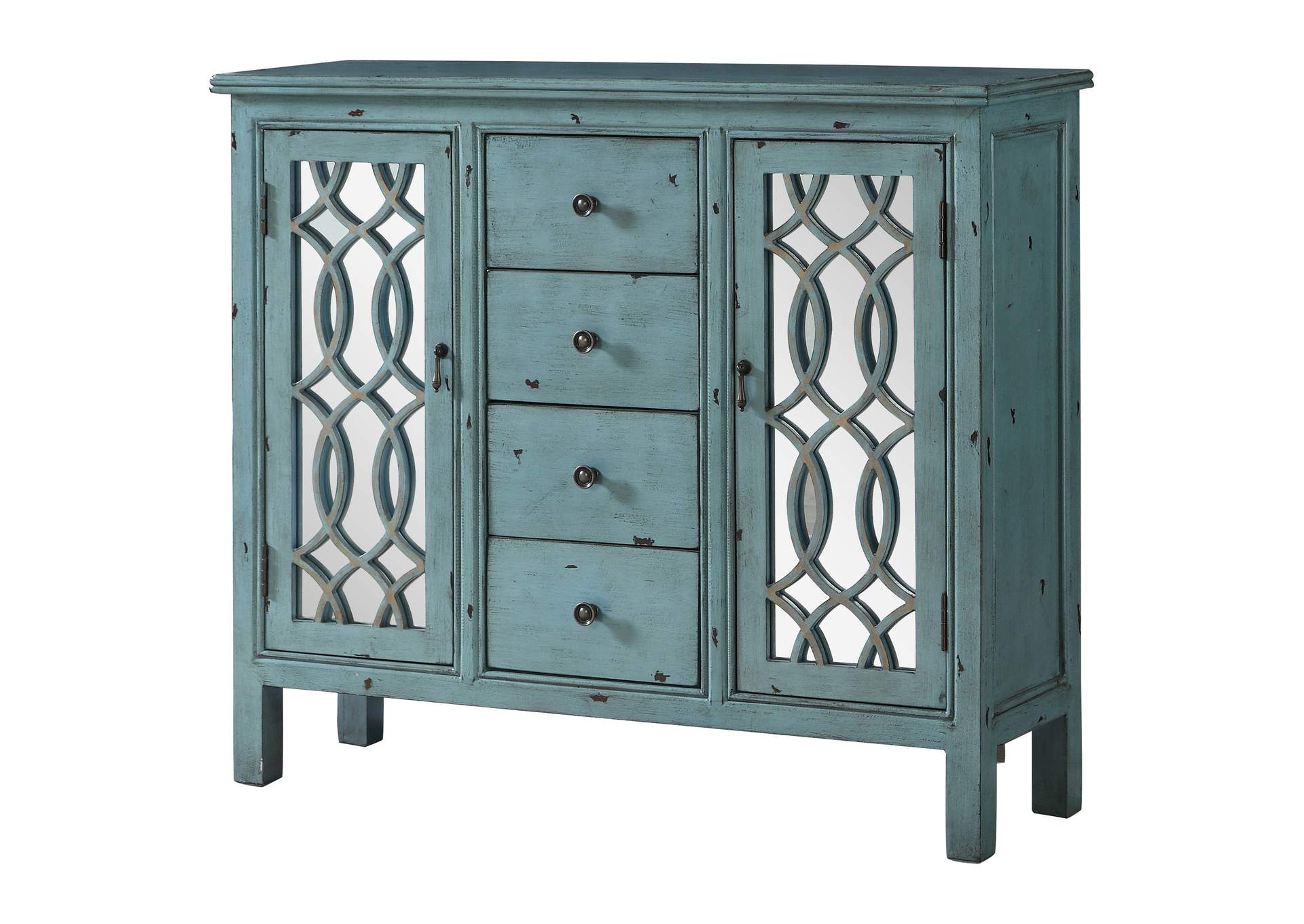 Rue 4-drawer Accent Cabinet Antique Blue,Coaster Furniture