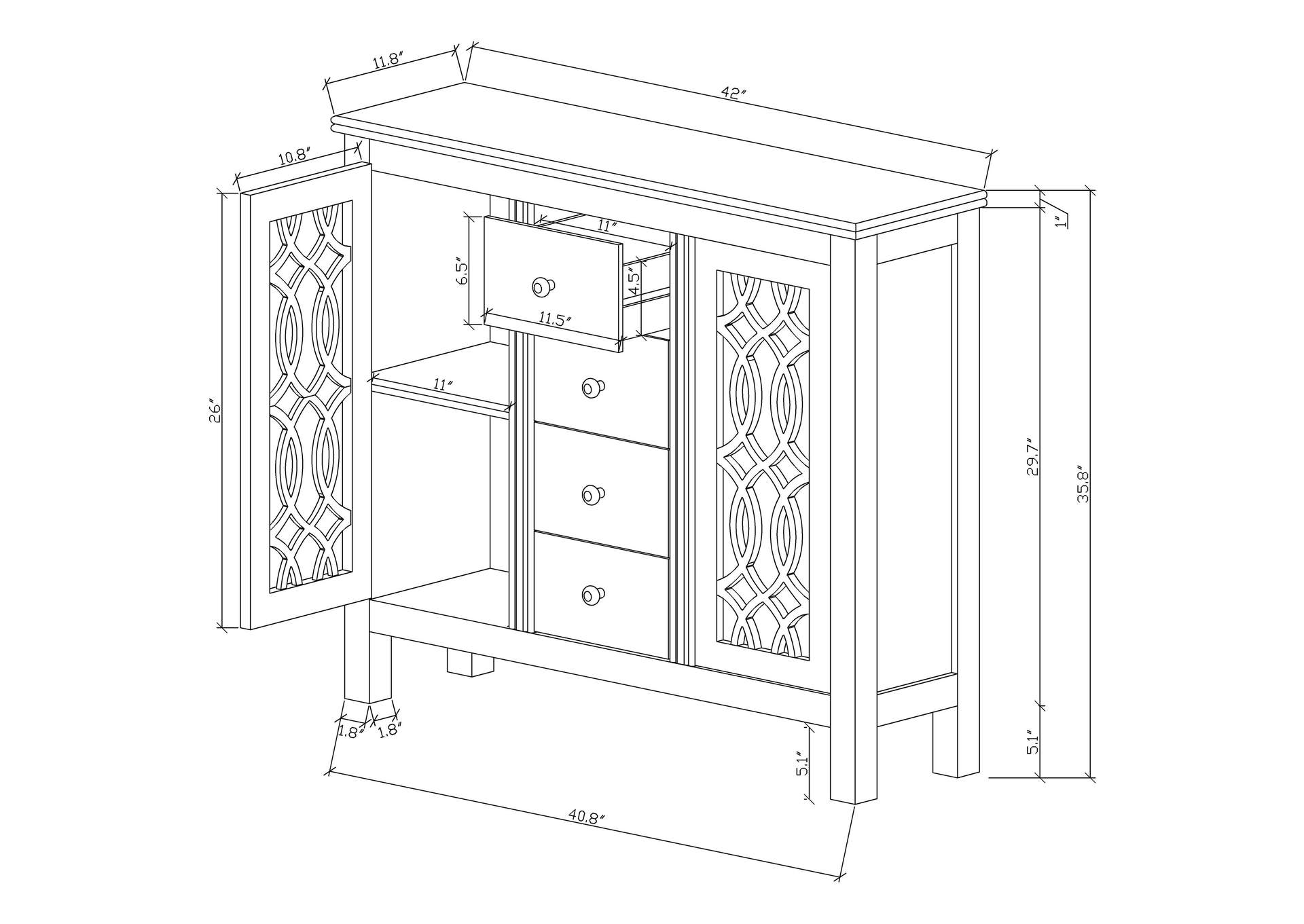 Rue 4-drawer Accent Cabinet Antique Blue,Coaster Furniture