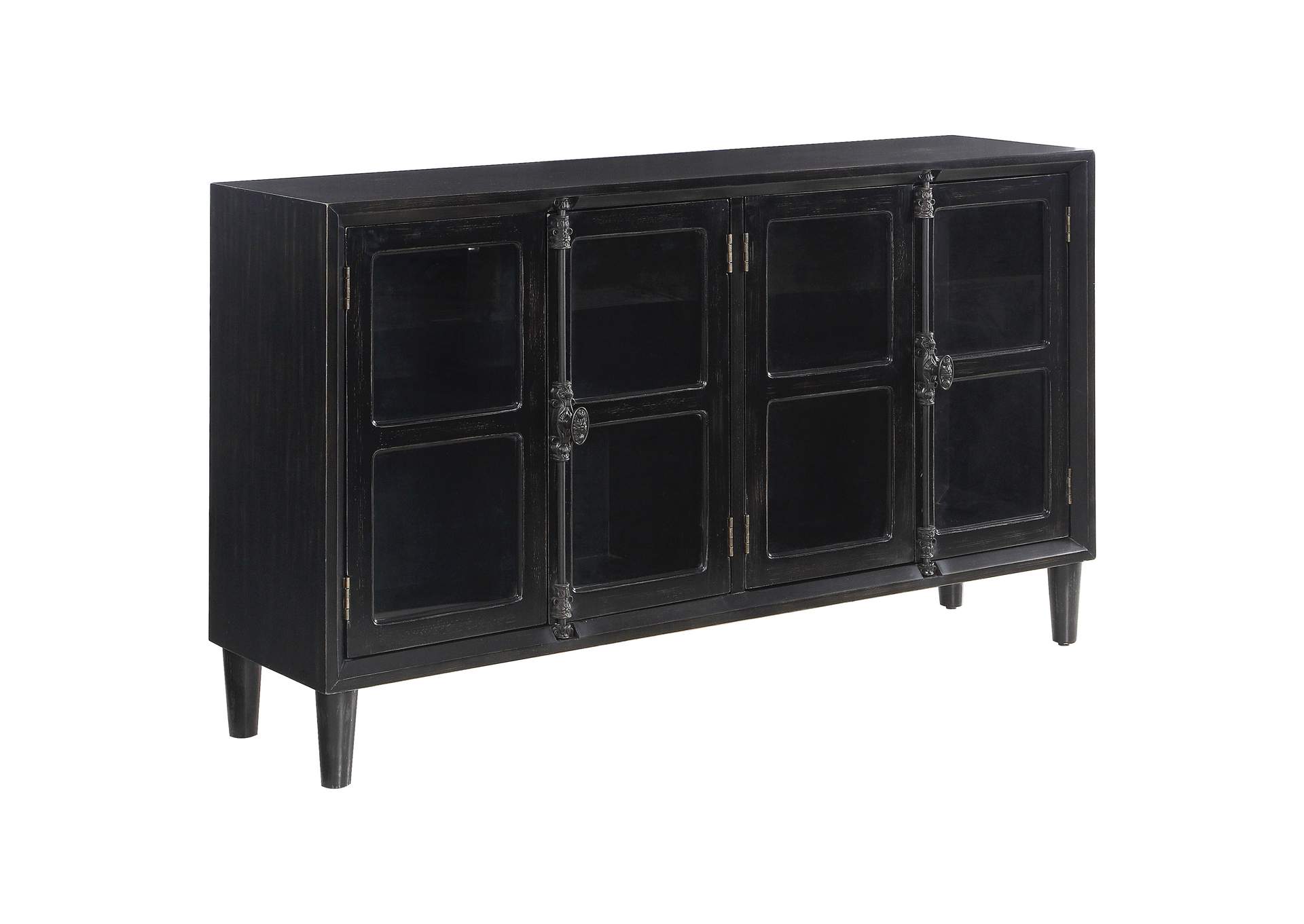 Mapleton 4-door Accent Cabinet Black,Coaster Furniture