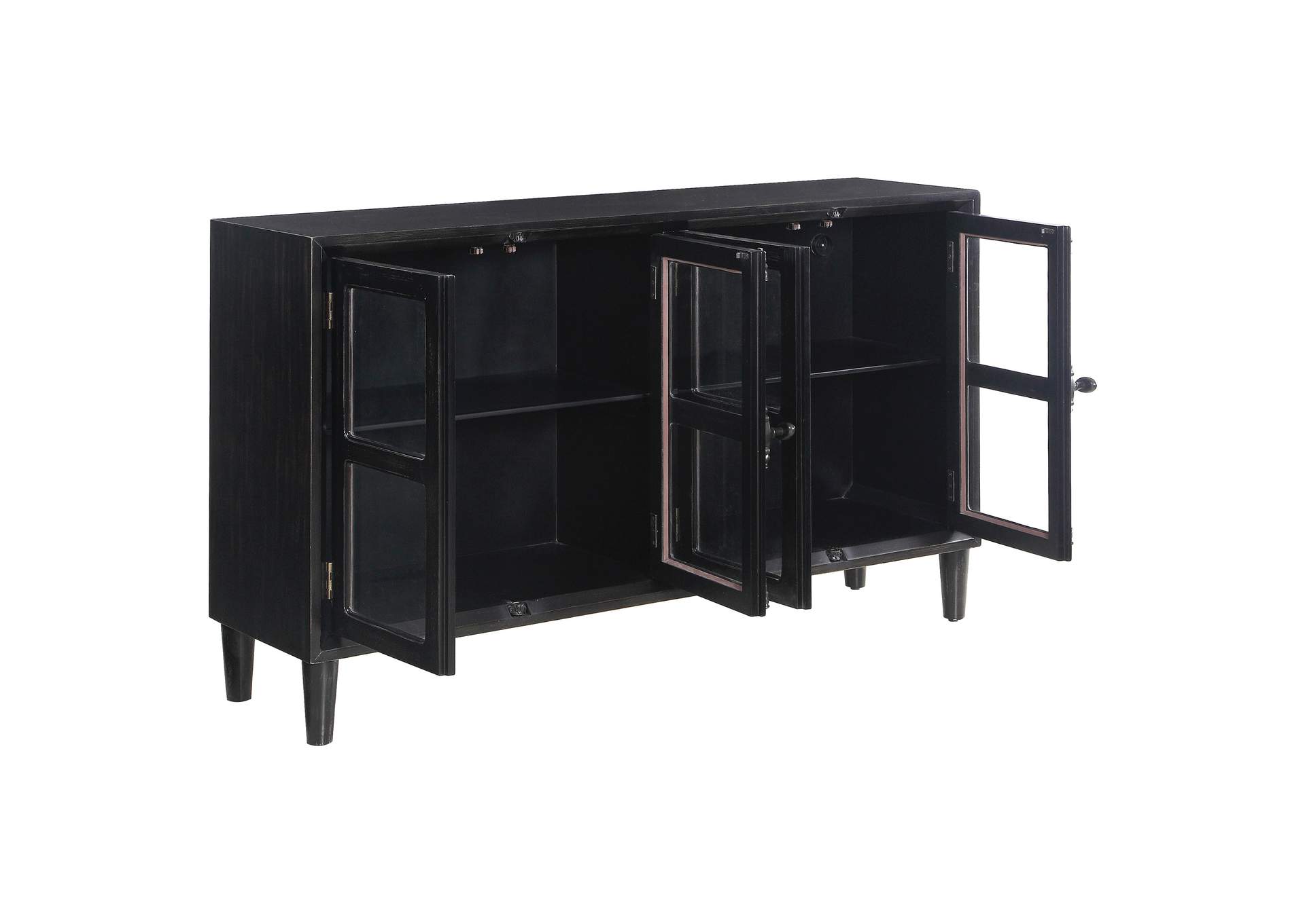 Mapleton 4-door Accent Cabinet Black,Coaster Furniture