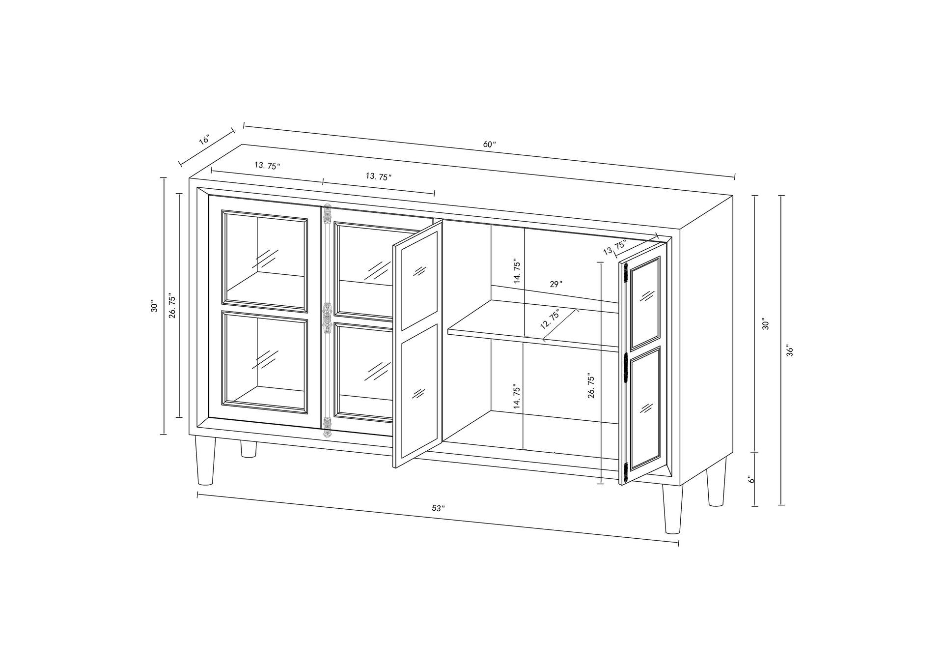 Mapleton 4-door Accent Cabinet Black,Coaster Furniture