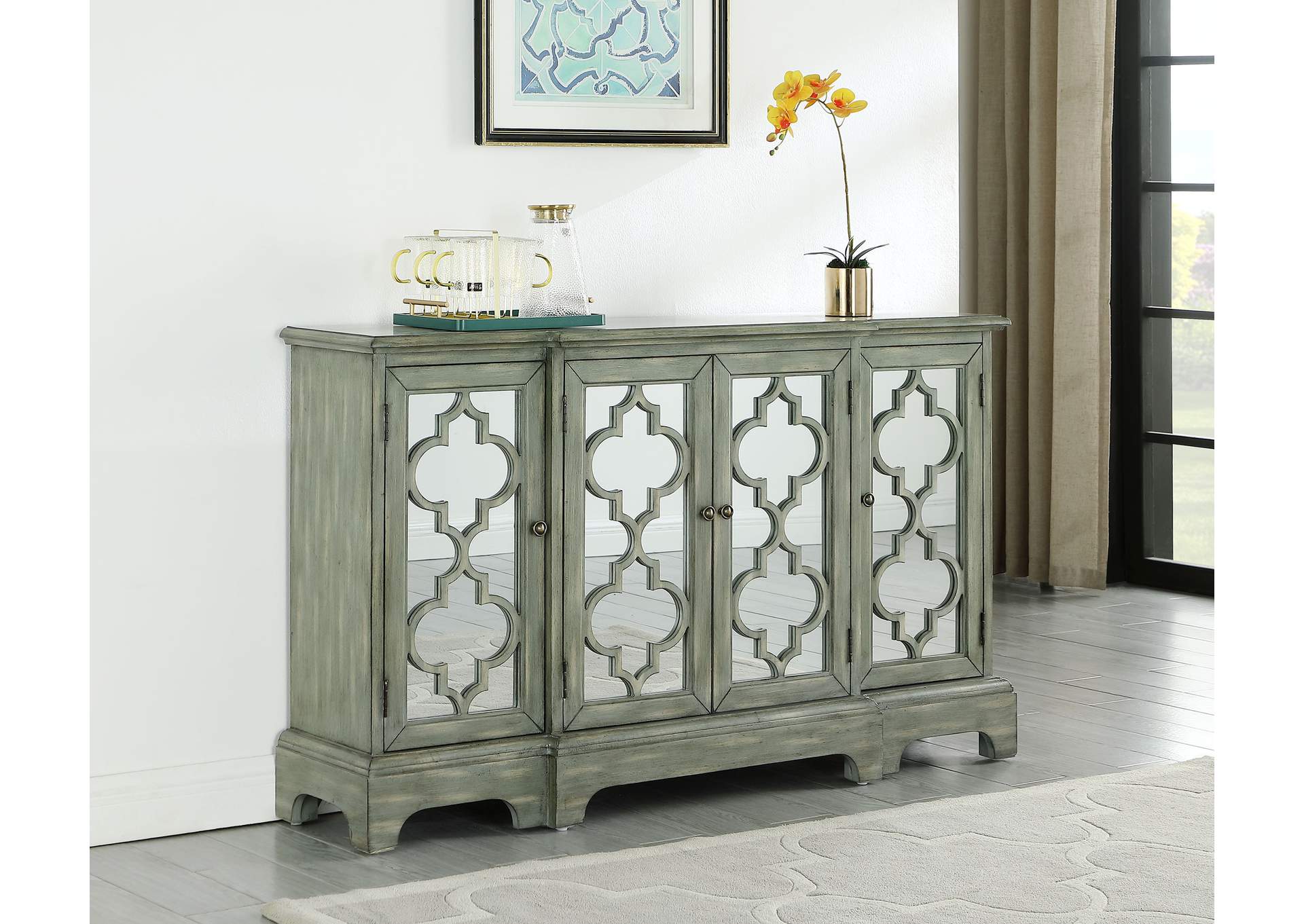 Erigeron 4-door Accent Cabinet Grey,Coaster Furniture