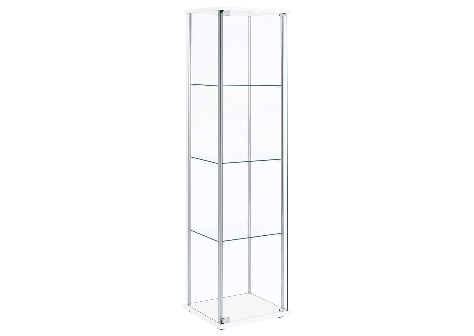 Bellatrix Rectangular 4-shelf Curio Cabinet White and Clear,Coaster Furniture