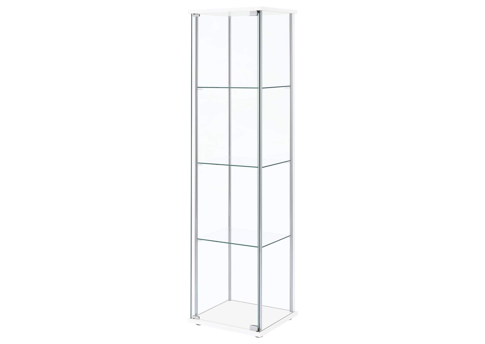 Bellatrix Rectangular 4-shelf Curio Cabinet White and Clear,Coaster Furniture