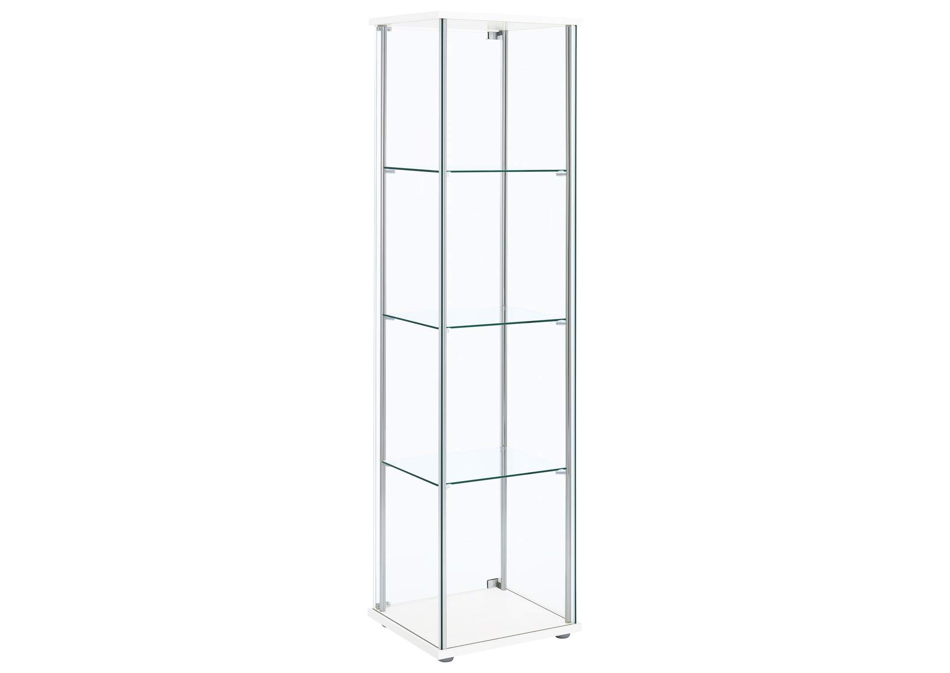 Bellatrix Rectangular 4-shelf Curio Cabinet White and Clear,Coaster Furniture