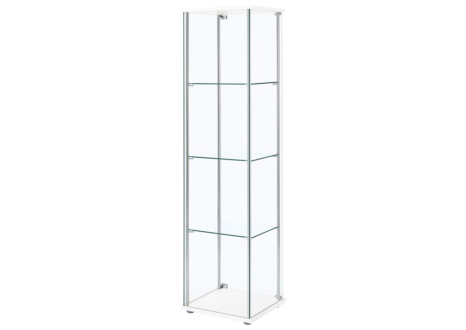 Bellatrix Rectangular 4-shelf Curio Cabinet White and Clear,Coaster Furniture