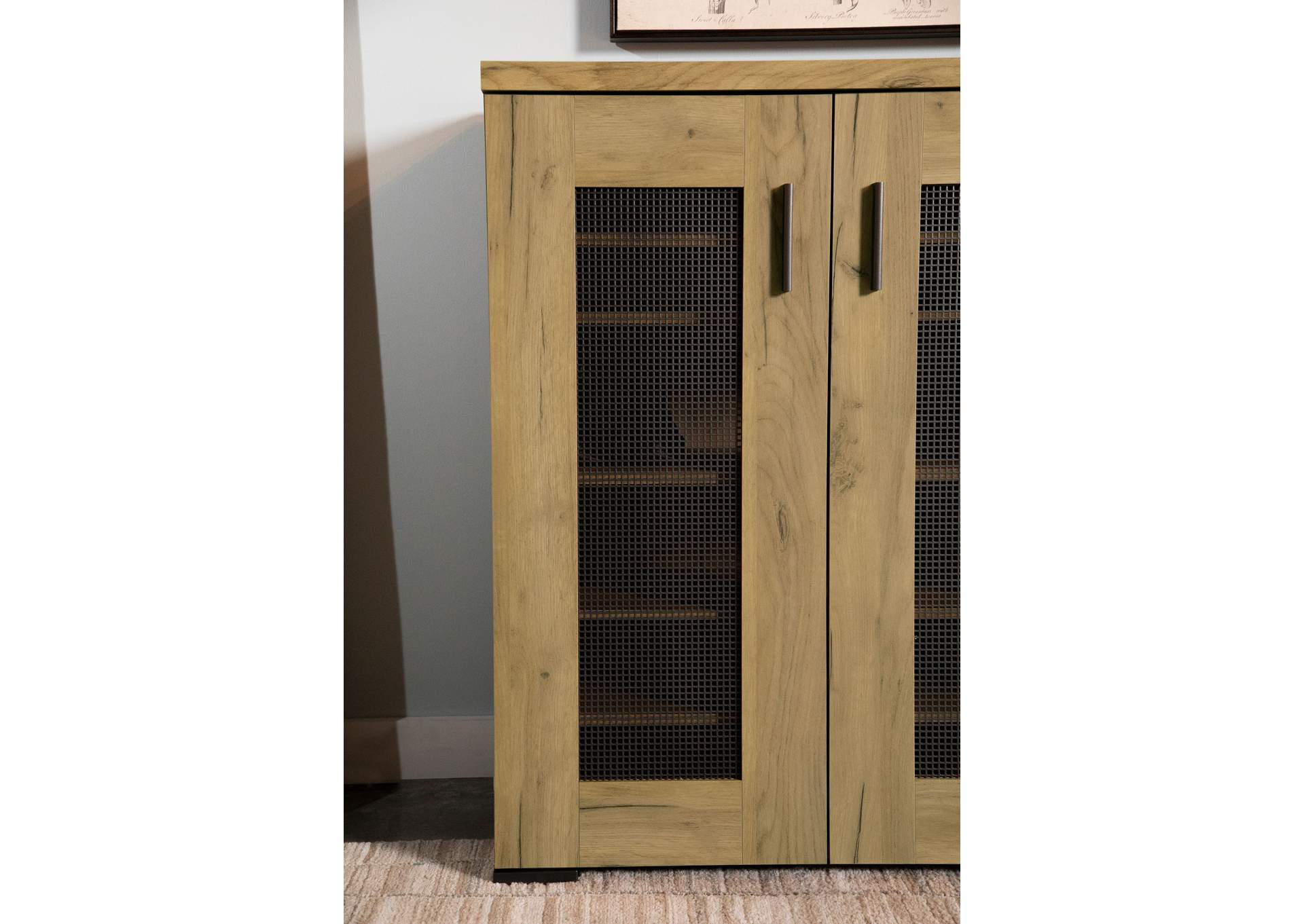 Bristol Metal Mesh Door Accent Cabinet Golden Oak,Coaster Furniture