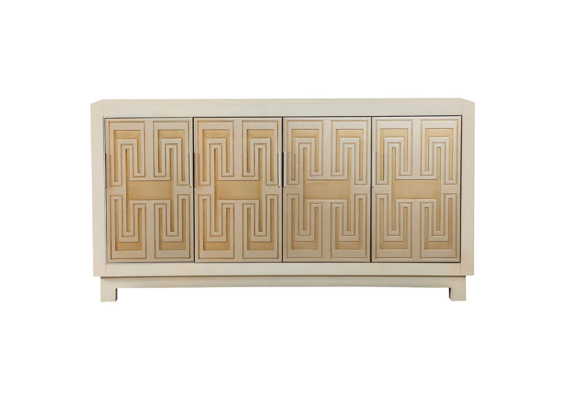 Voula Rectangular 4-door Accent Cabinet White and Gold,Coaster Furniture