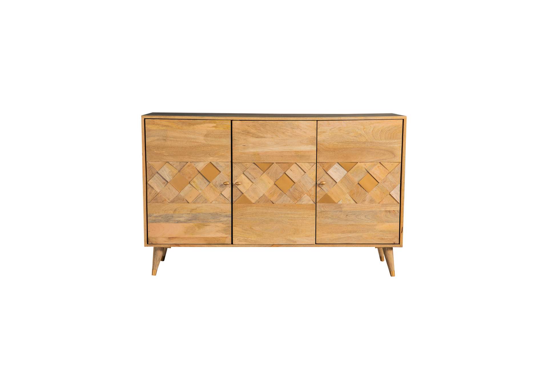 Alyssum Checkered Pattern 3-door Accent Cabinet Natural,Coaster Furniture