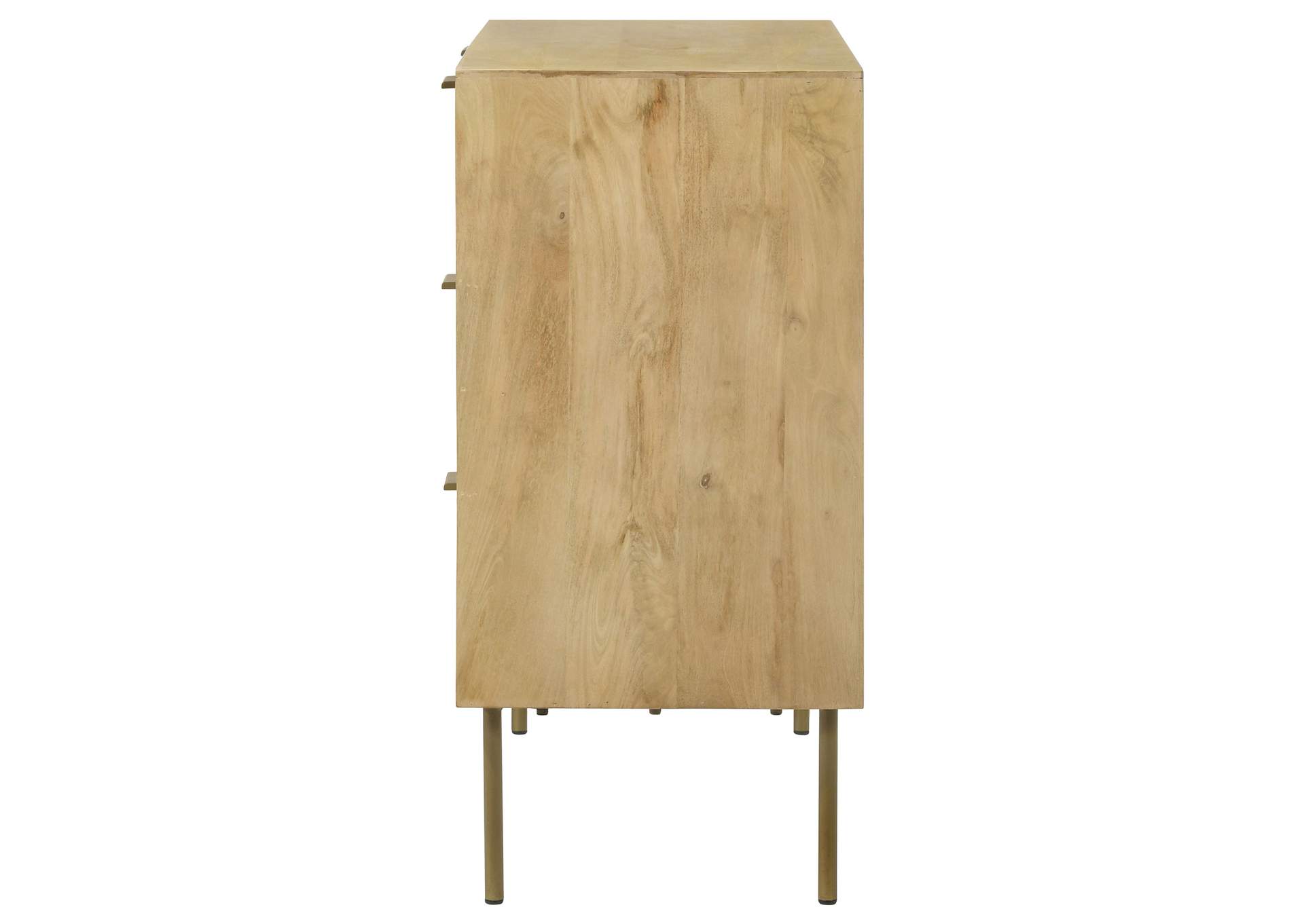 Zamora 3-drawer Accent Cabinet Natural and Antique Brass,Coaster Furniture