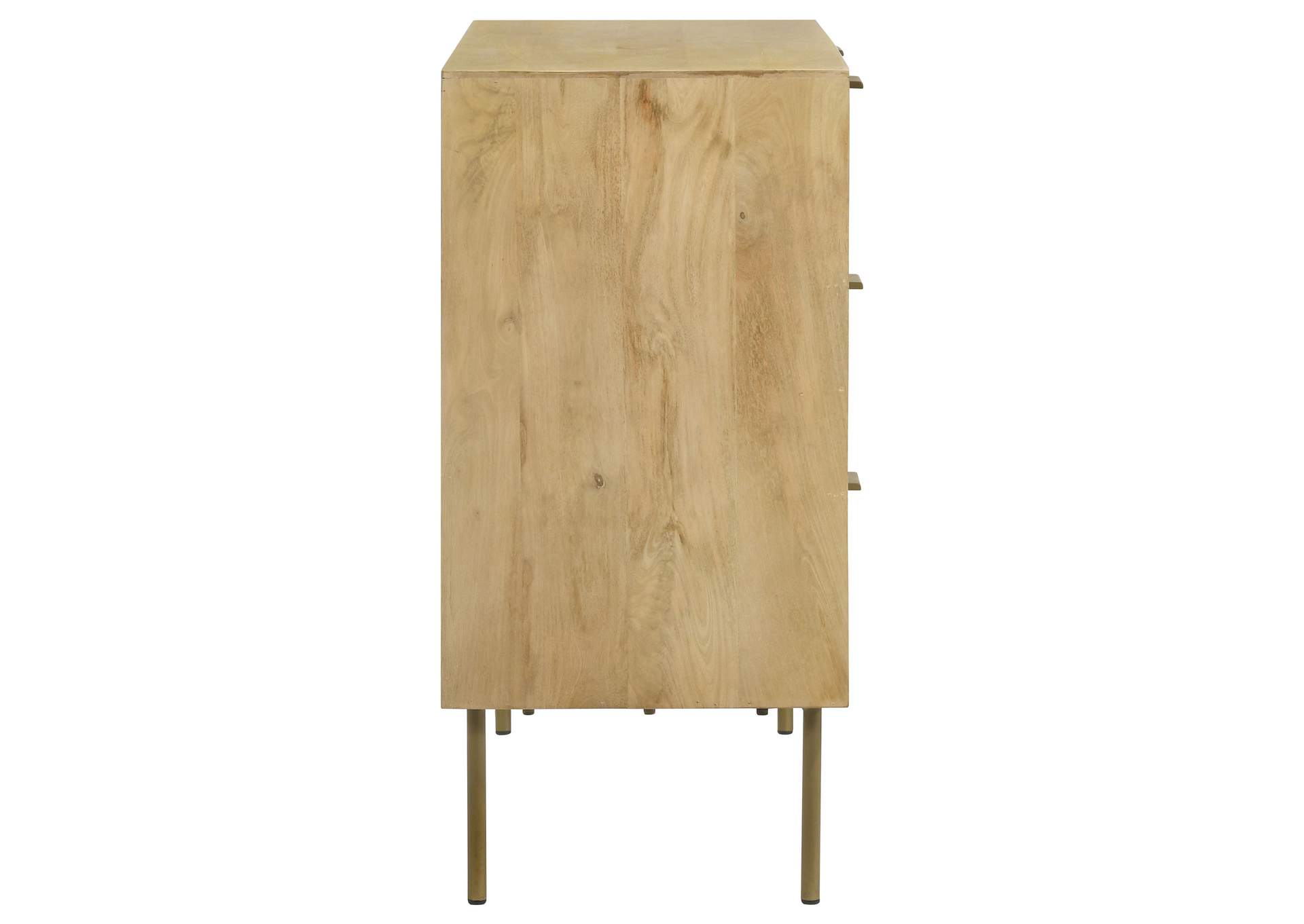 Zamora 3-drawer Accent Cabinet Natural and Antique Brass,Coaster Furniture