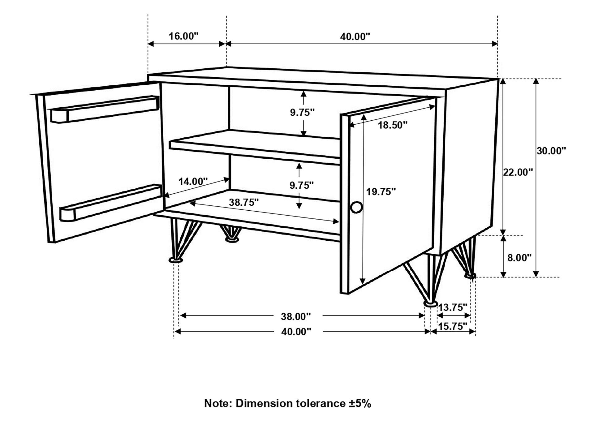 Eileen Rectangular 2-door Accent Cabinet Natural,Coaster Furniture