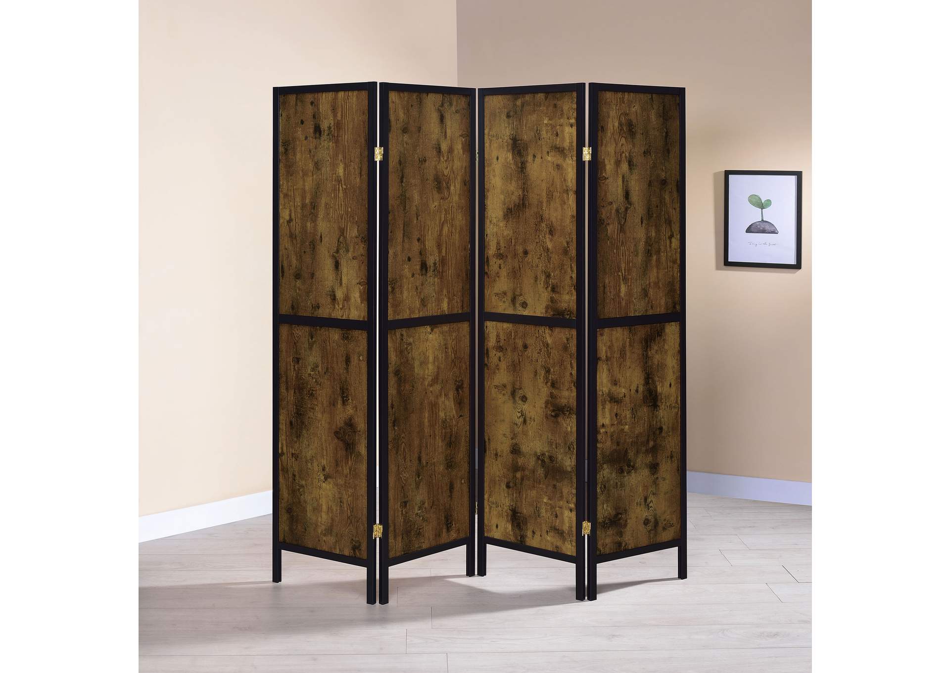 Deepika 4-panel Folding Screen Antique Nutmeg and Black,Coaster Furniture