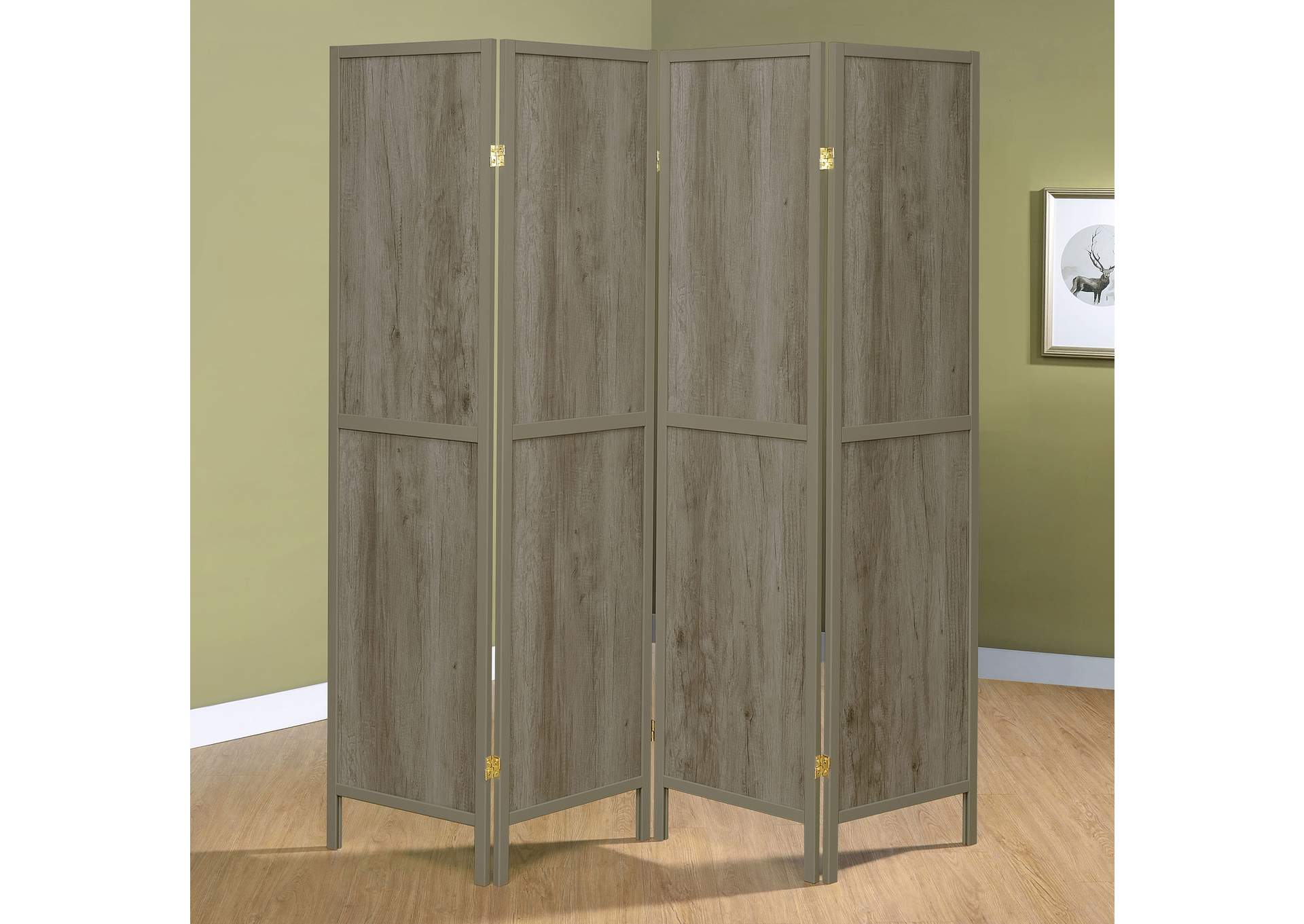 Deepika 4-panel Folding Screen Grey Driftwood,Coaster Furniture