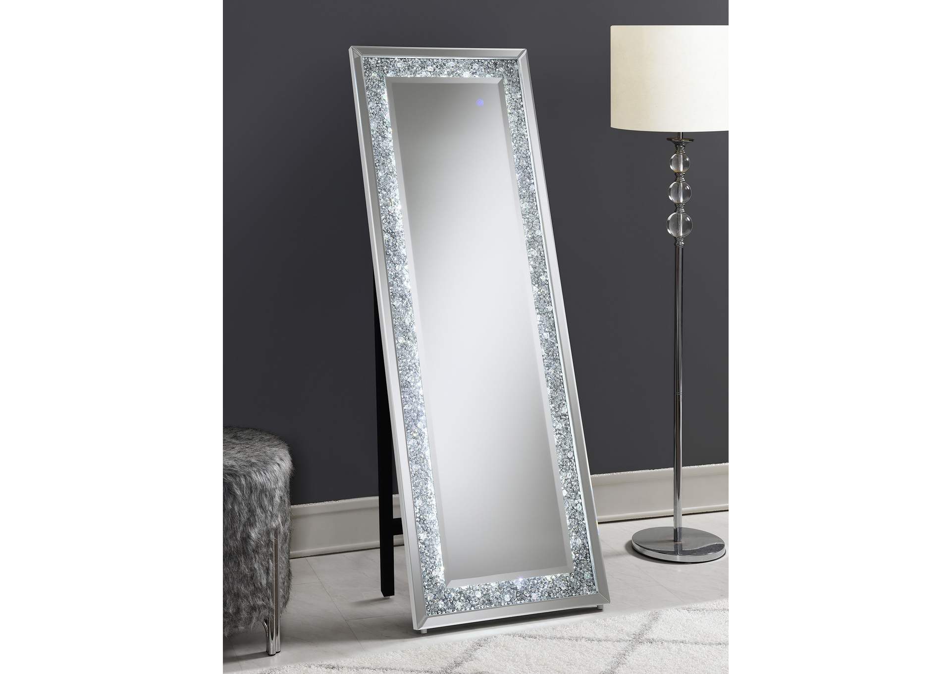 Carisi Rectangular Standing Mirror with LED Lighting Silver,Coaster Furniture