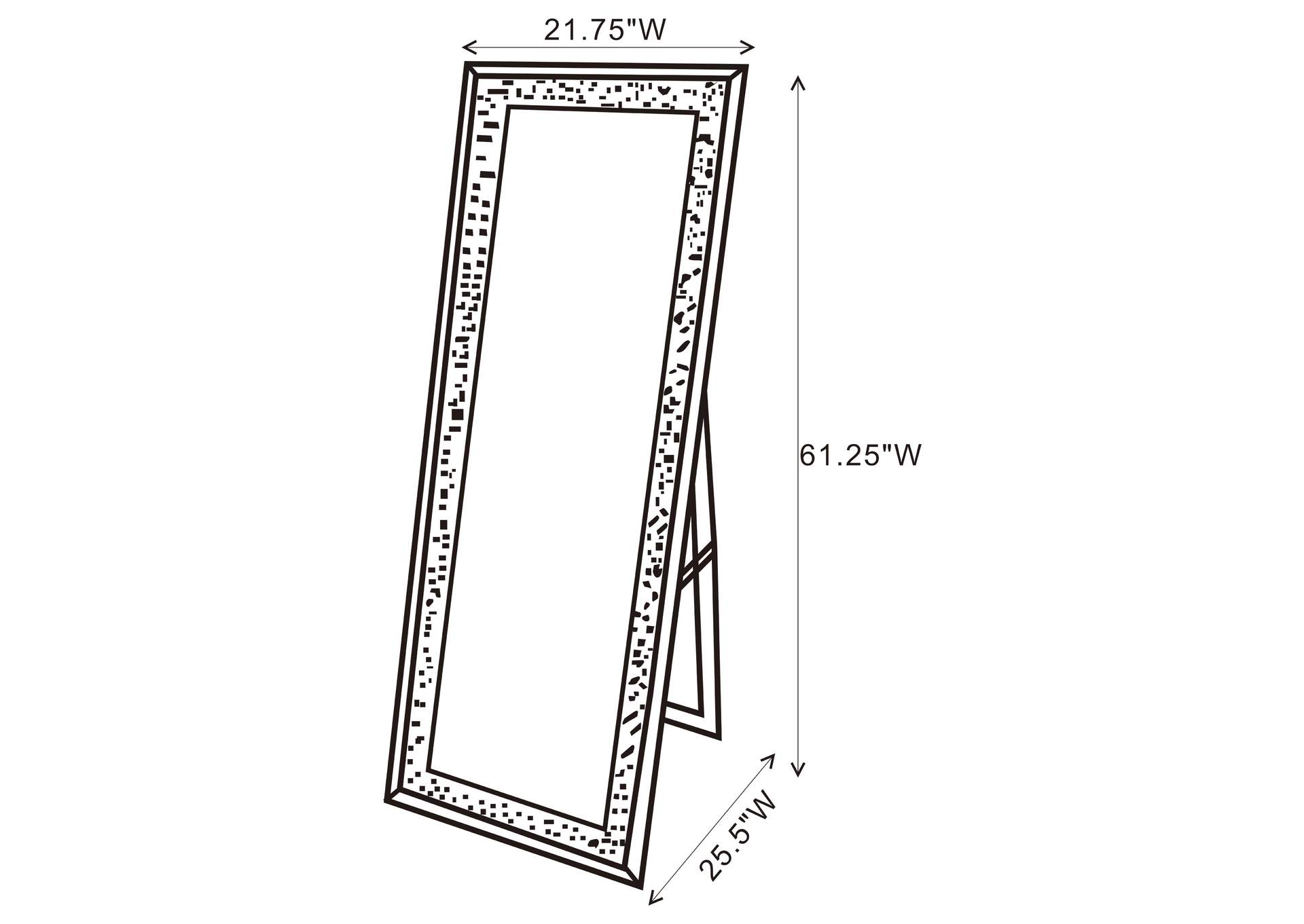Carisi Rectangular Standing Mirror with LED Lighting Silver,Coaster Furniture