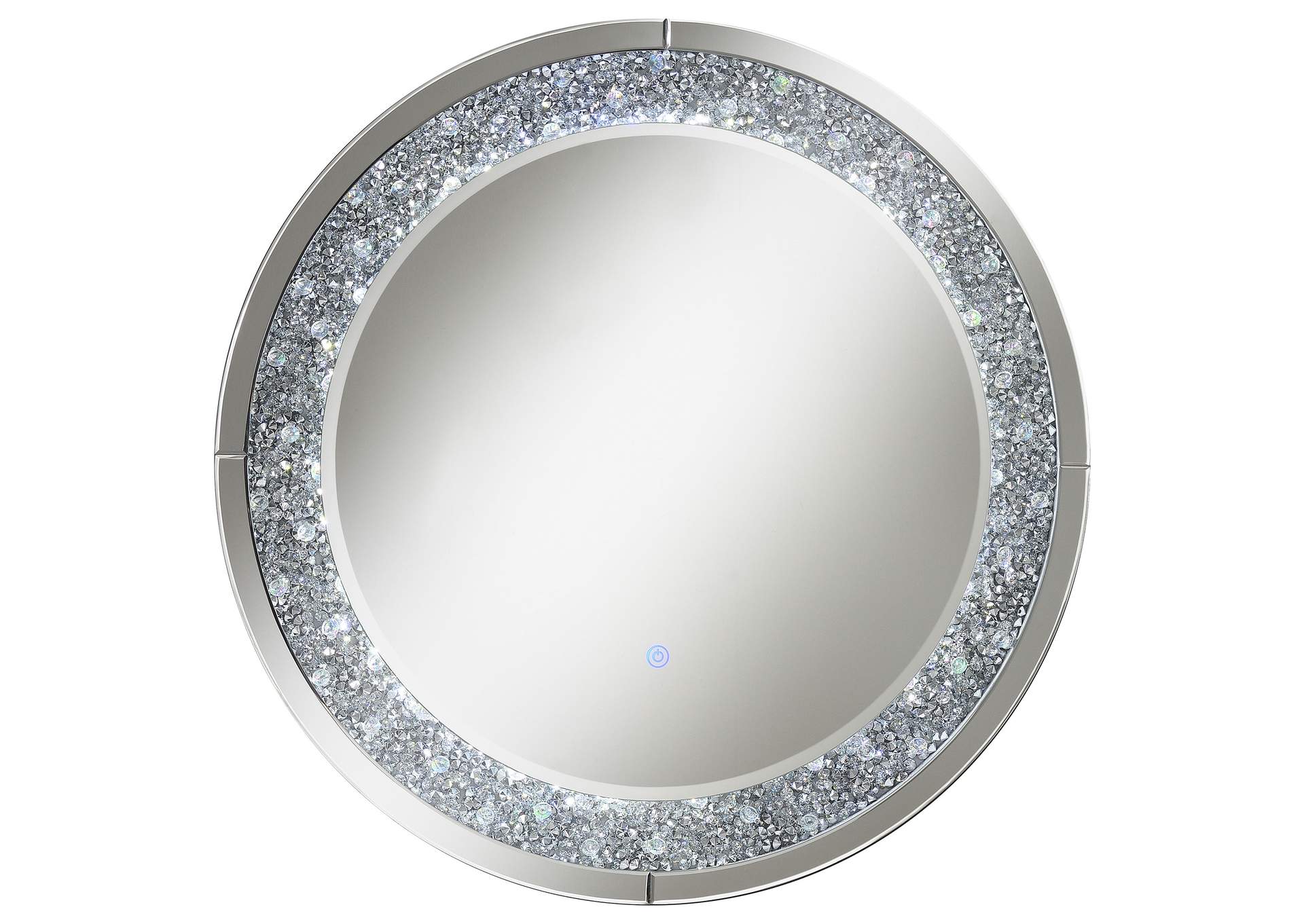 Lixue Round Wall Mirror with LED Lighting Silver,Coaster Furniture