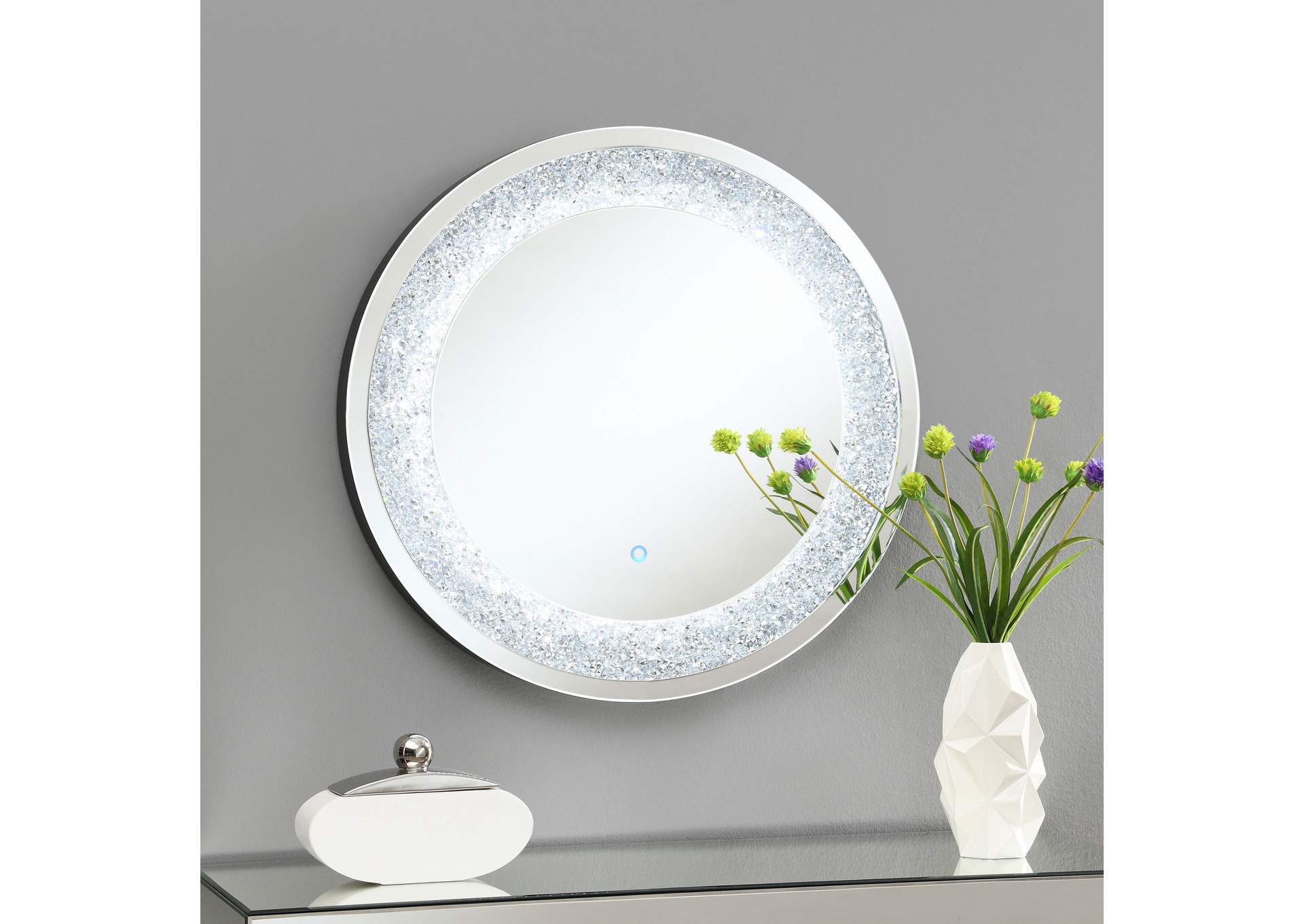 Landar Round Wall Mirror Silver,Coaster Furniture