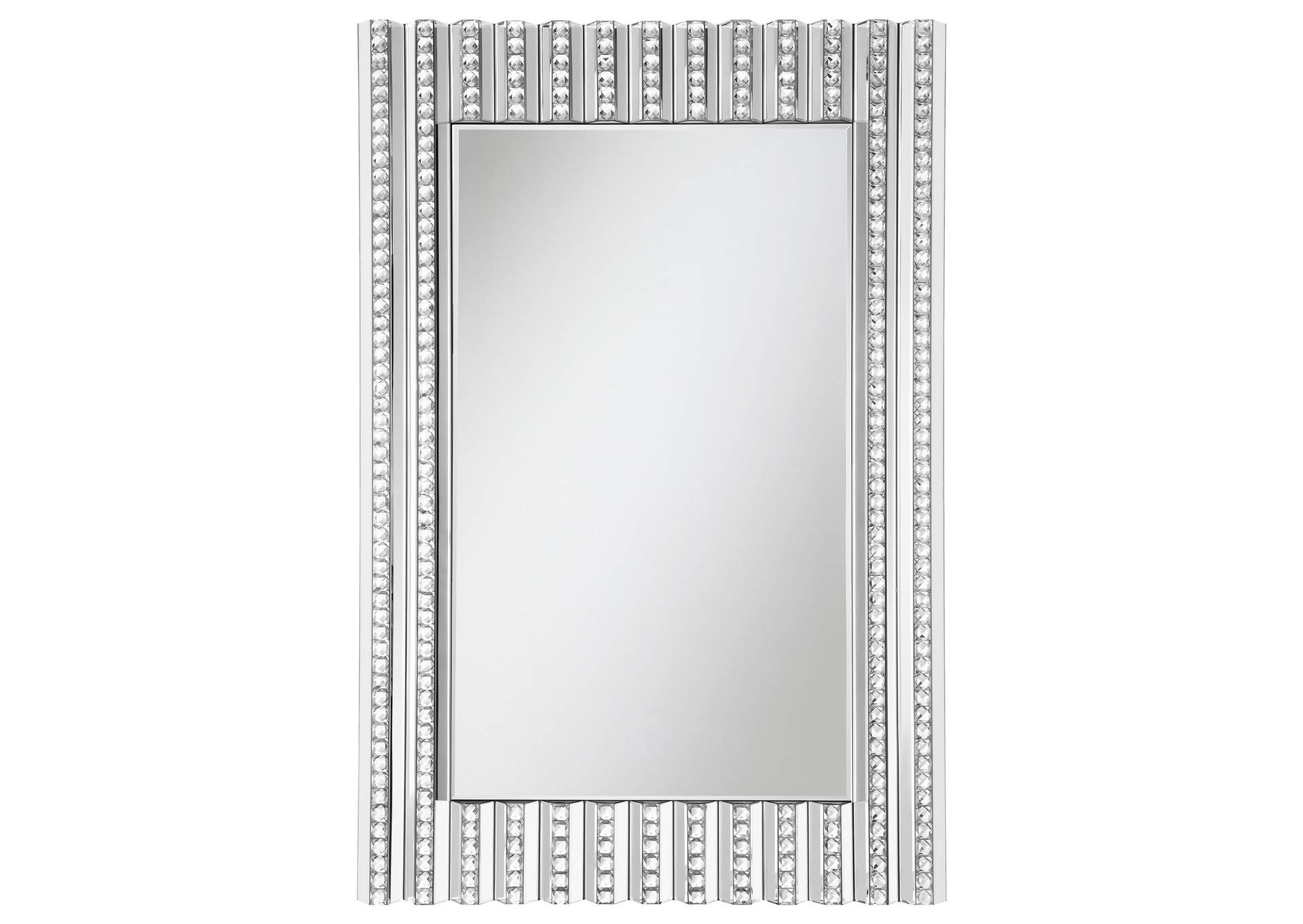Aideen Rectangular Wall Mirror with Vertical Stripes of Faux Crystals,Coaster Furniture