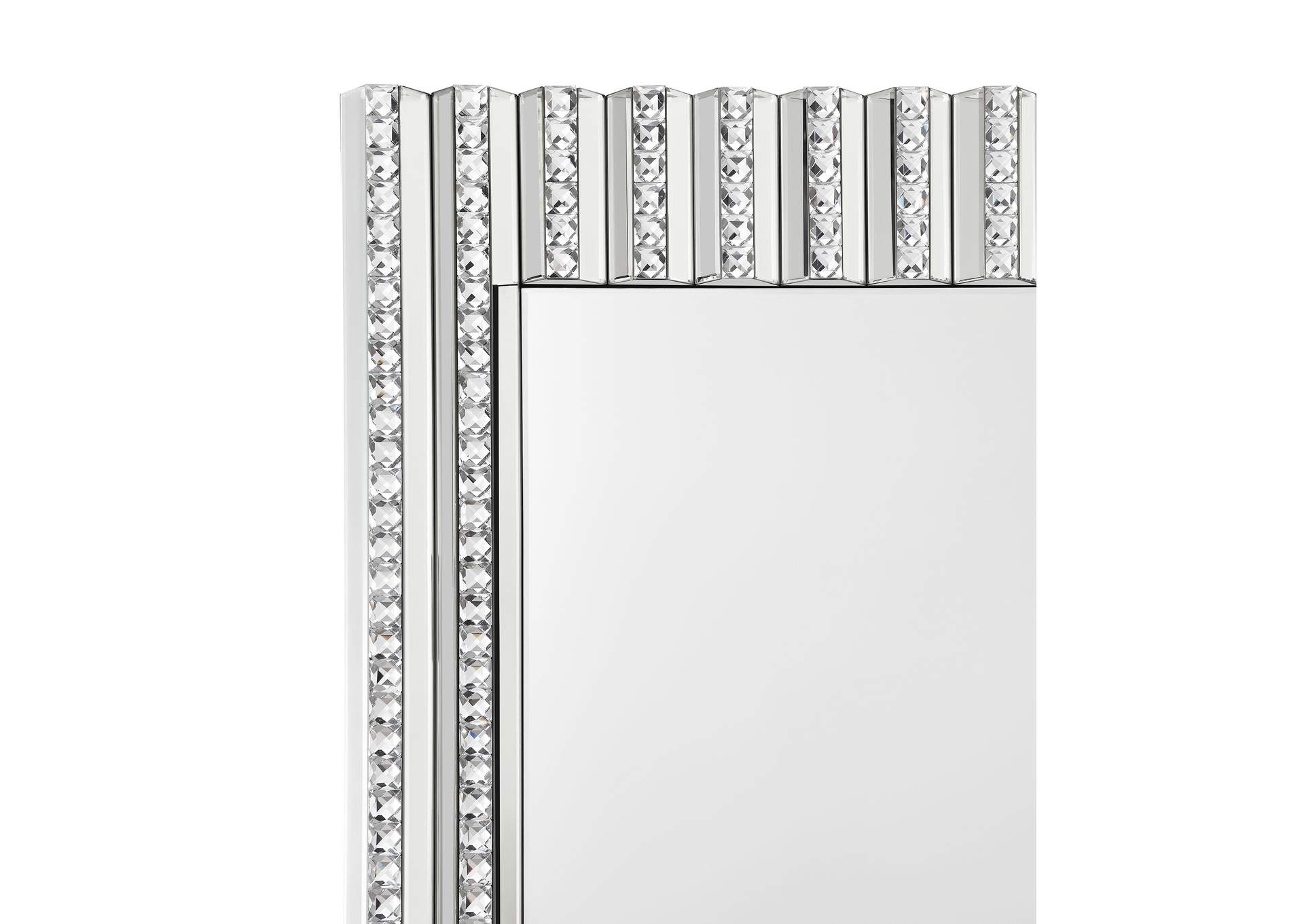 Aideen Rectangular Wall Mirror with Vertical Stripes of Faux Crystals,Coaster Furniture