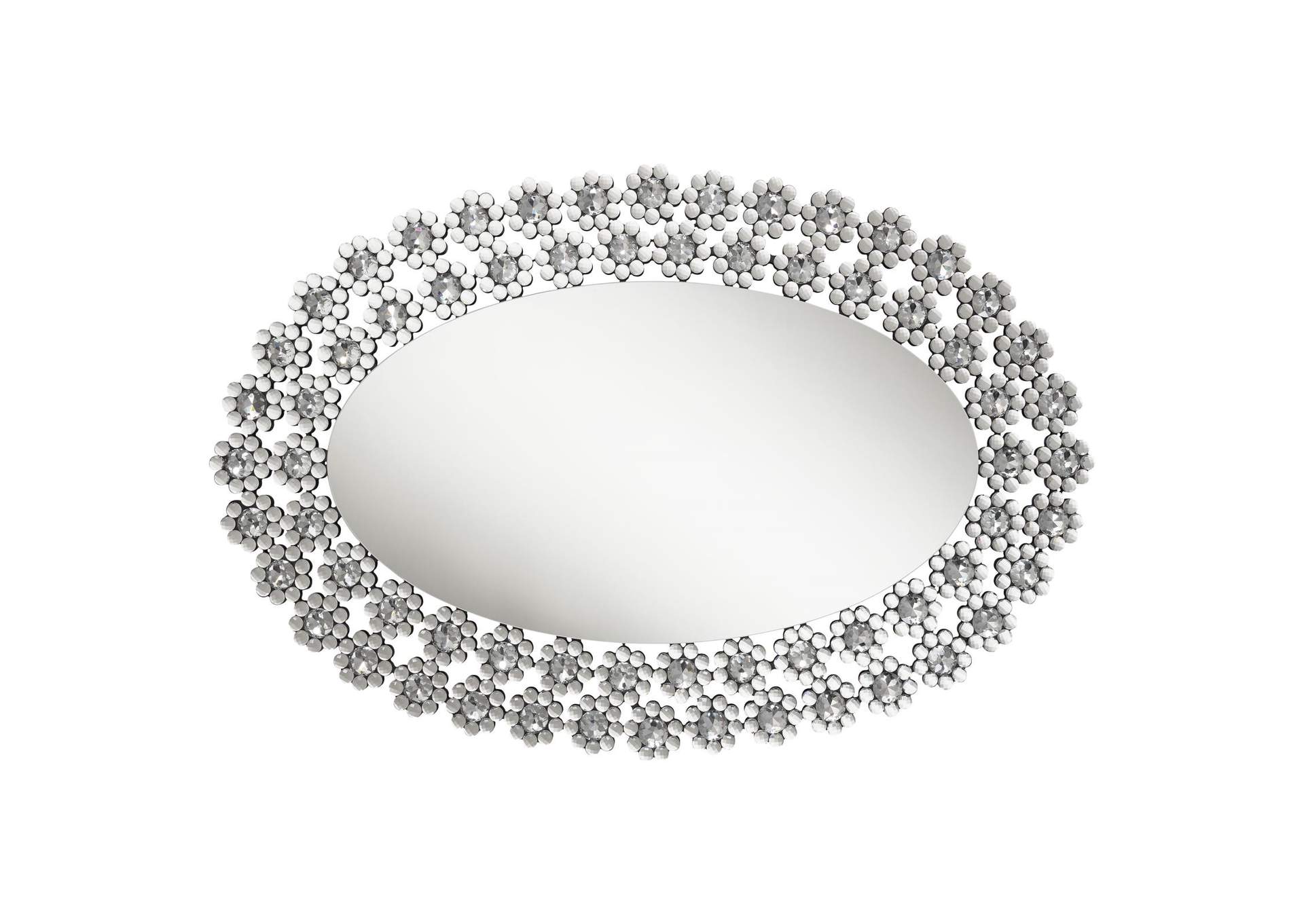 Colleen Oval Wall Mirror with Faux Crystal Blossoms,Coaster Furniture