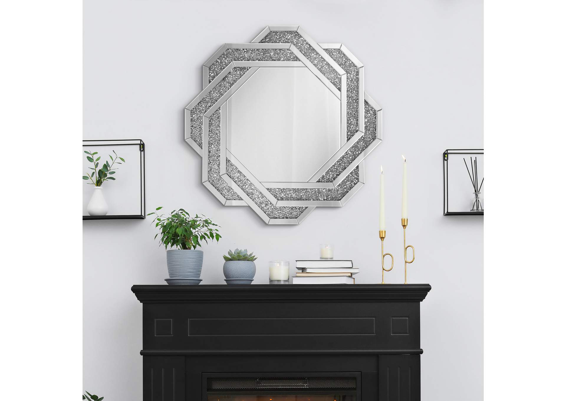 Mikayla Wall Mirror with Braided Frame Dark Crystal,Coaster Furniture