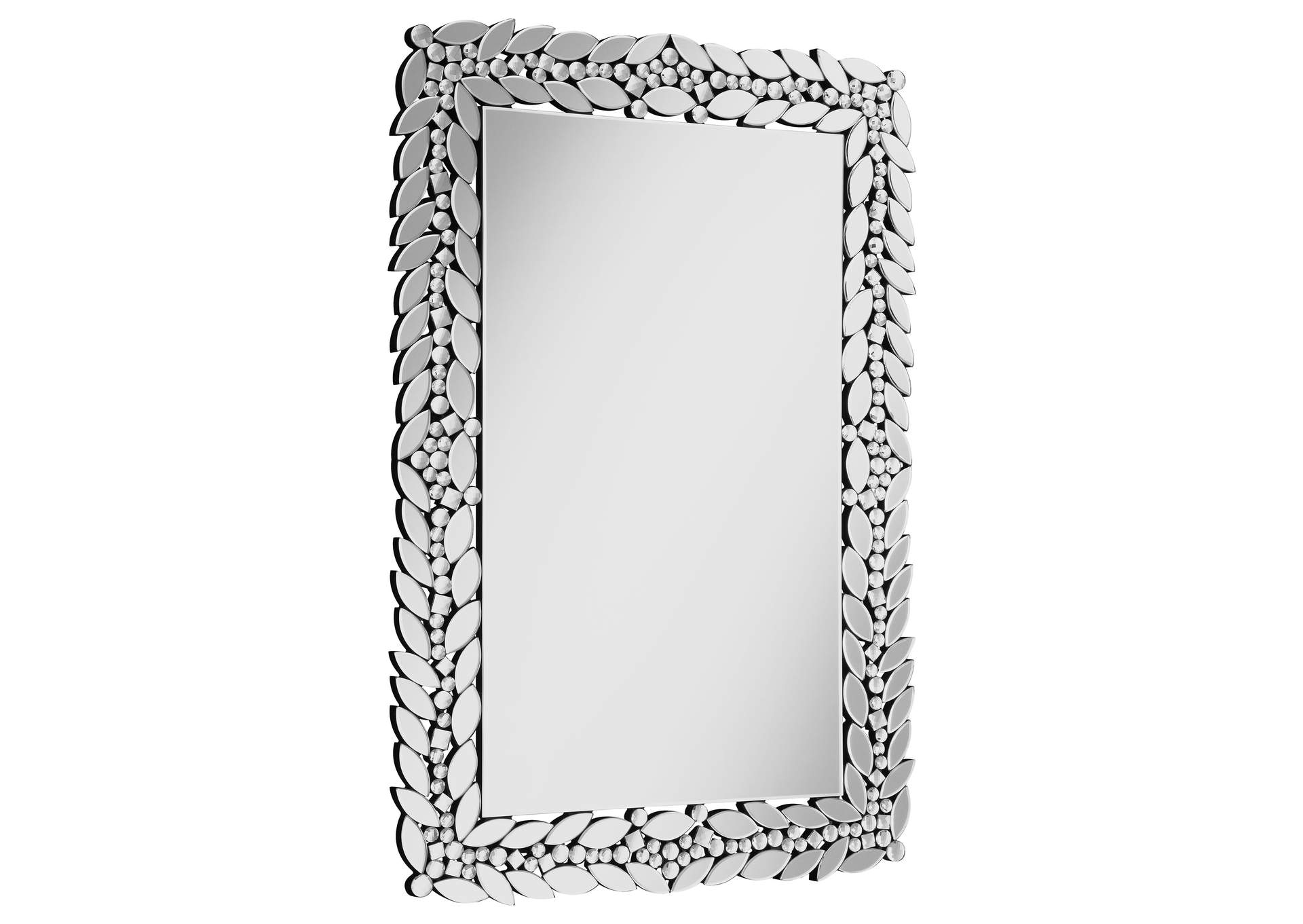 Cecily Rectangular Leaves Frame Wall Mirror Faux Crystal,Coaster Furniture