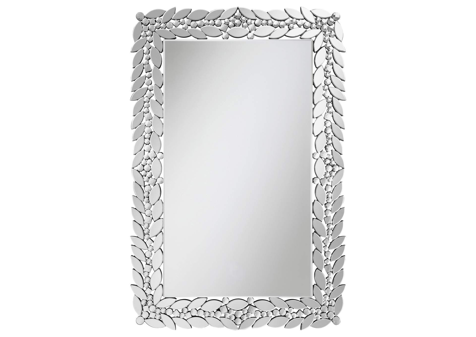 Cecily Rectangular Leaves Frame Wall Mirror Faux Crystal,Coaster Furniture
