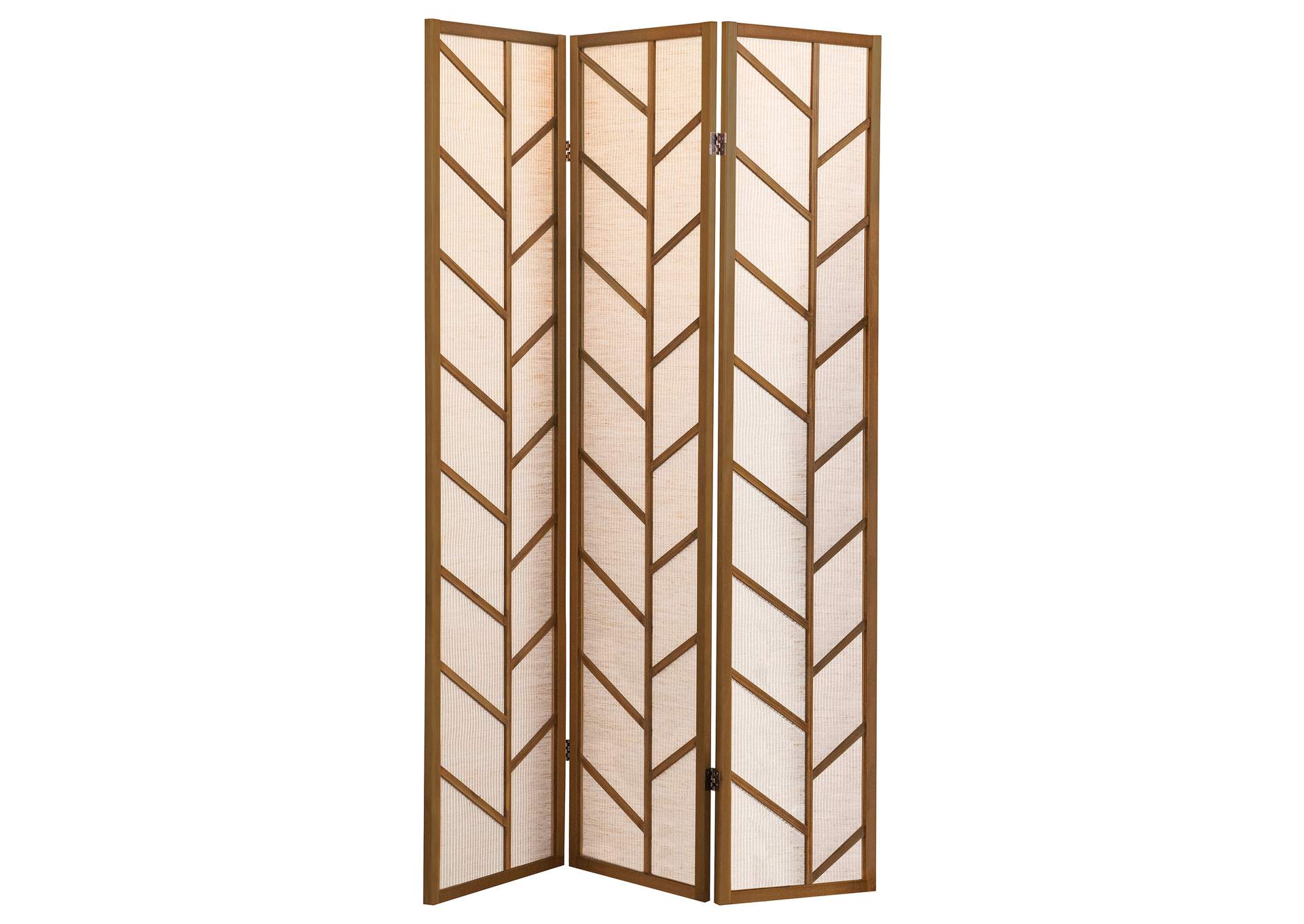 Mila Foldable 3-Panel Screen Walnut and Linen,Coaster Furniture