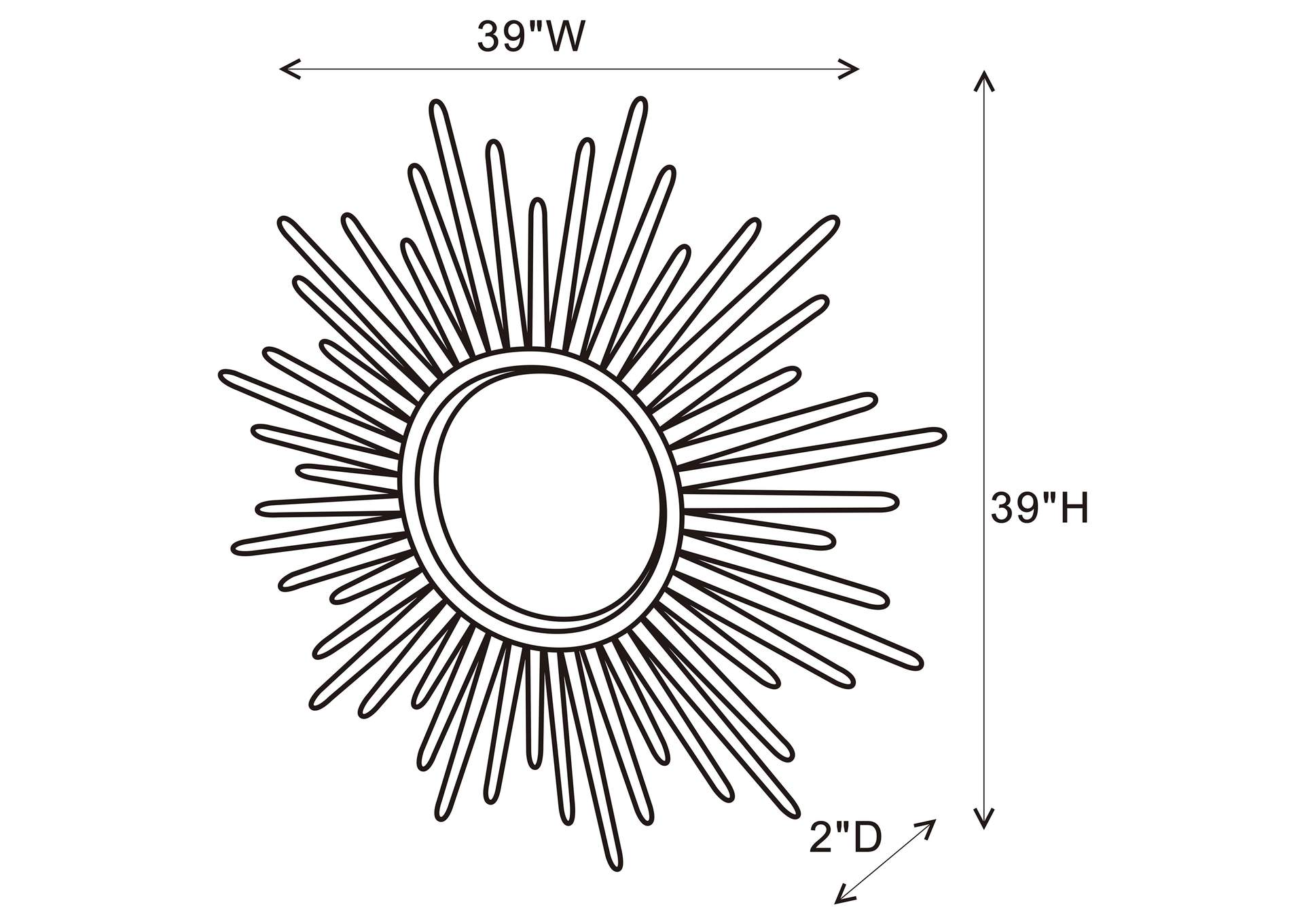 Beiwen Sunburst Wall Mirror Champagne and Silver,Coaster Furniture