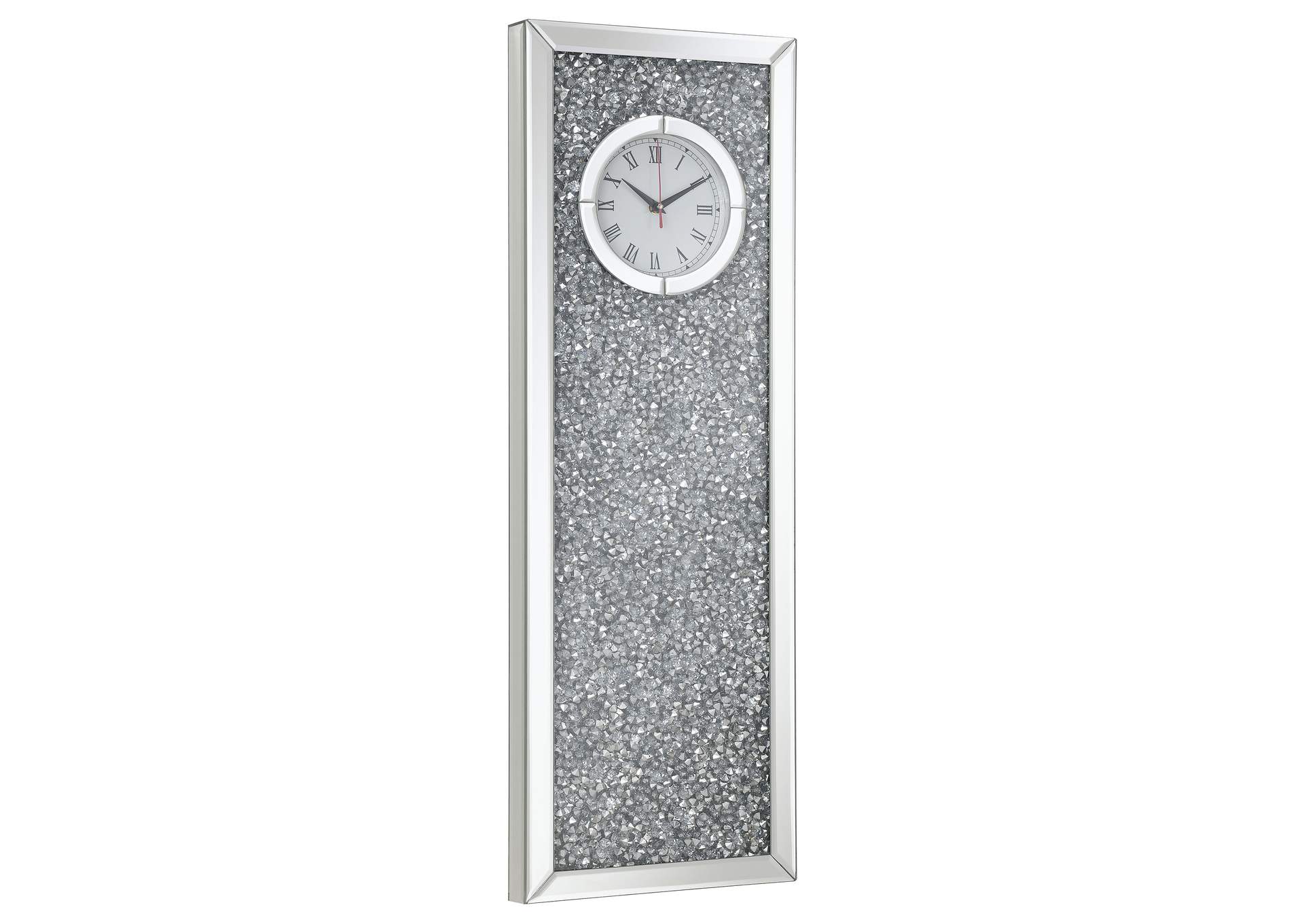 Minette Crystal Inlay Rectangle Clock Mirror,Coaster Furniture