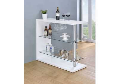Image for Prescott Rectangular 2-shelf Bar Unit Glossy White