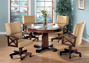 Black & Oak Convertible Dining Table w/ 4 Game Chairs