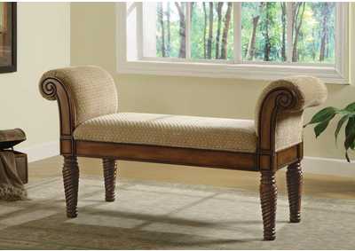 Beige & Brown Stately Upholstered Bench
