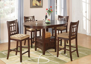 Image for Counter Height Table w/ 4 Tan & Brown Cherry 24in Bar Stools