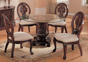 Image for Tabitha Dark Cherry Glass Top Table w/ 4 Side Chairs