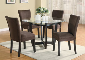 Image for Round Glass Top Table w/ 4 Chocolate & Cappuccino Parson Chairs