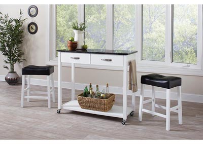 Image for White 3 Piece Table/Stool Set