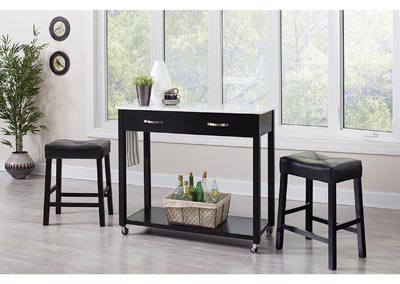 Image for Black 3 Piece Table/Stool Set