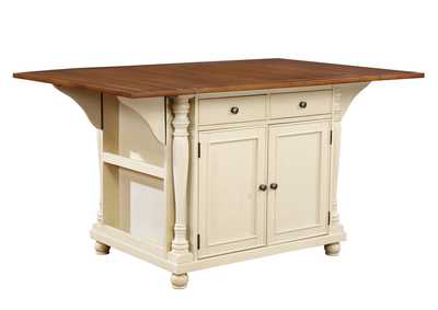 Image for Slater 2-drawer Kitchen Island with Drop Leaves Brown and Buttermilk