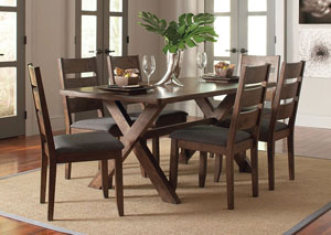 Knotty Nutmeg Dining Table w/4 Dining Chairs