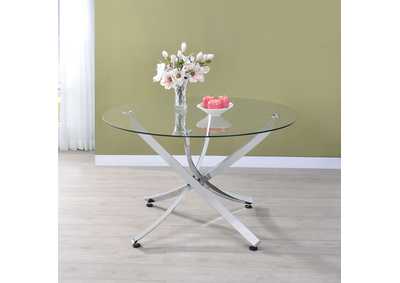 Image for Beckham Round Dining Table Chrome and Clear