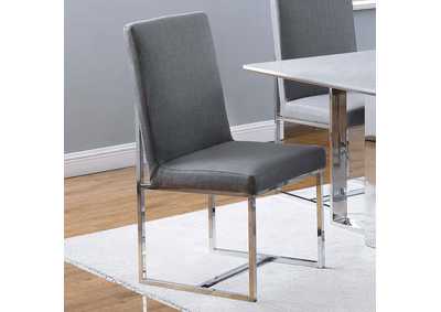 Image for Mackinnon Upholstered Side Chairs Grey and Chrome (Set of 2)