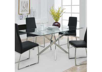 Image for Carmelo X-shaped Dining Table Chrome and Clear