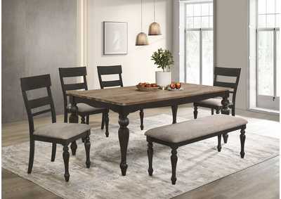 Image for Bridget 6-piece Rectangular Dining Set Brown Brushed and Charcoal Sandthrough