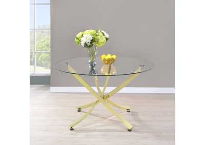 Image for Beckham Round Dining Table Brass and Clear