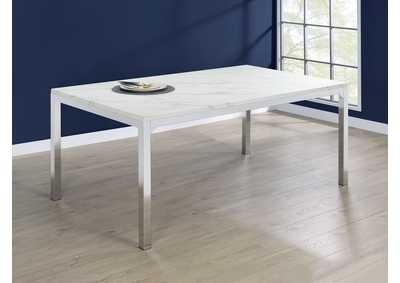 Image for Athena Rectangle Dining Table with Marble Top Chrome