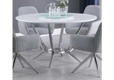 Image for Abby Round Dining Table with Lazy Susan White and Chrome